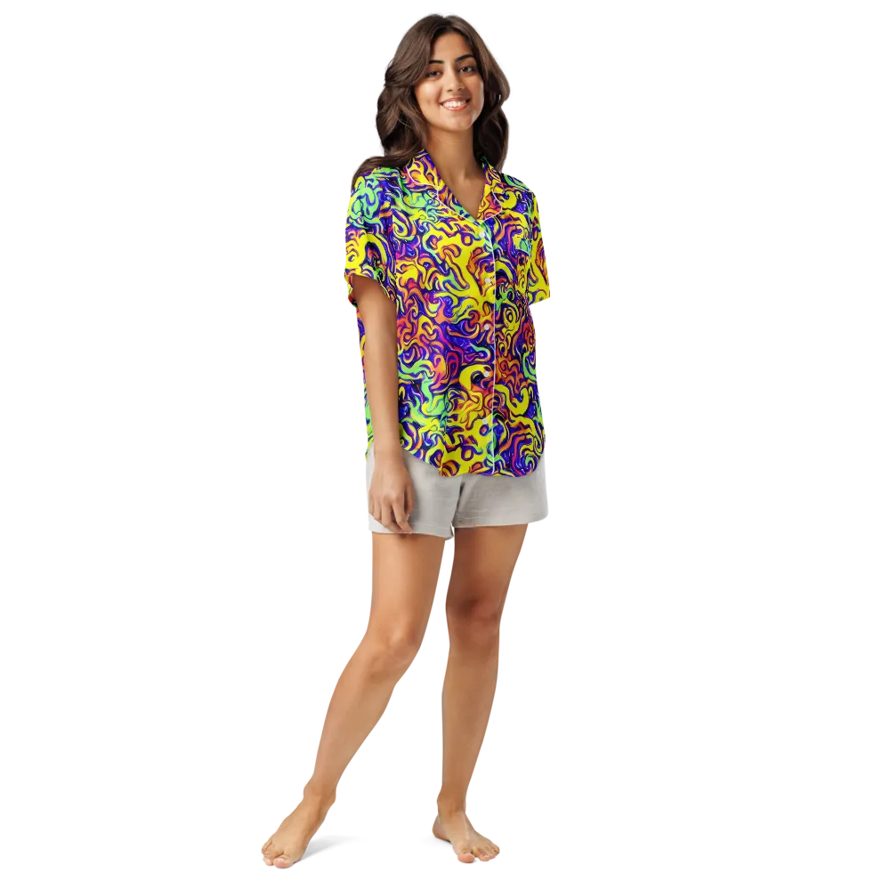 Citrus Ink Riptide on Women's Short Sleeve Pajama Top — Front