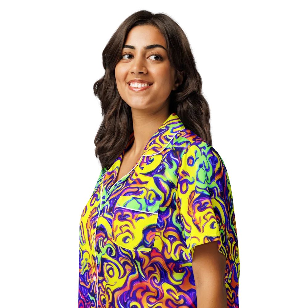 Citrus Ink Riptide on Women's Short Sleeve Pajama Top — Left Front