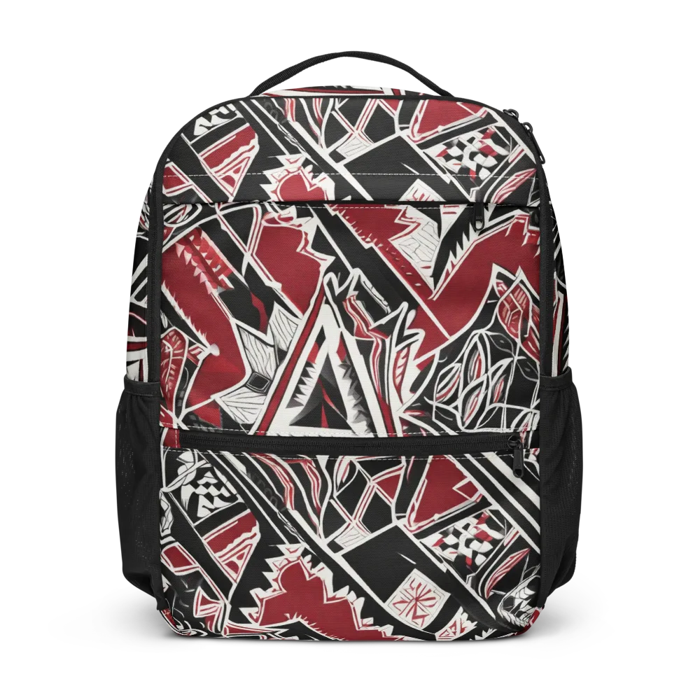 Crimson Geometry on Utility Backpack — Front
