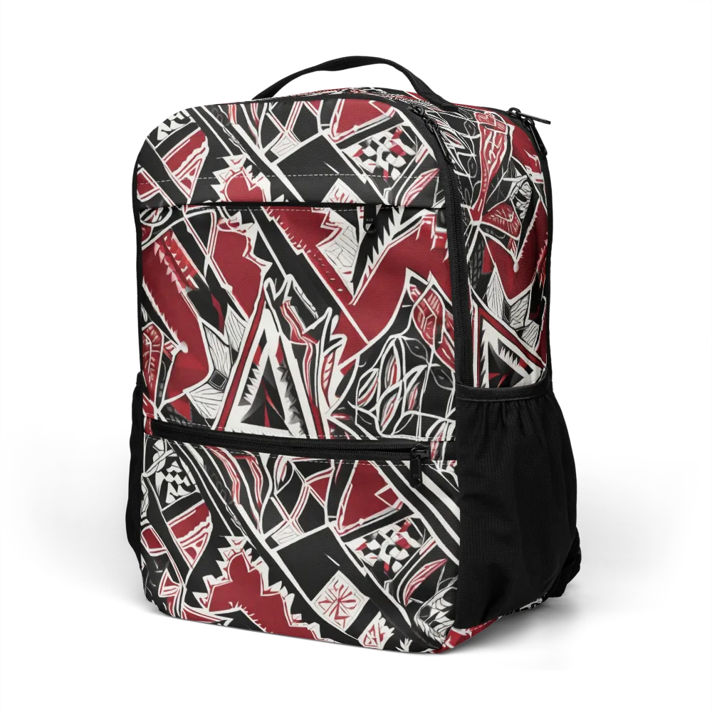 Crimson Geometry on Utility Backpack — Left Front