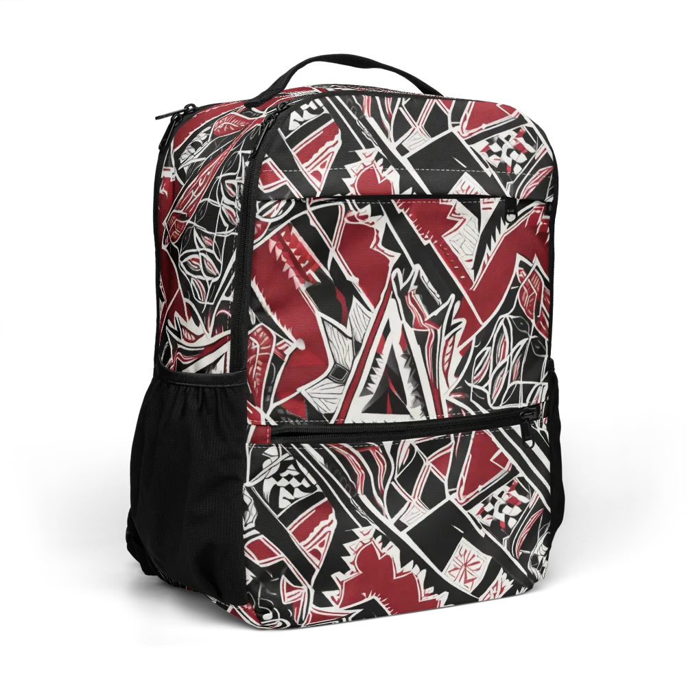 Crimson Geometry on Utility Backpack — Right Front