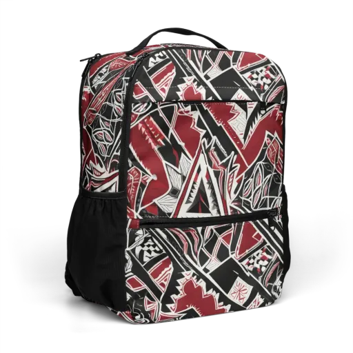 Crimson Geometry on a Utility Backpack