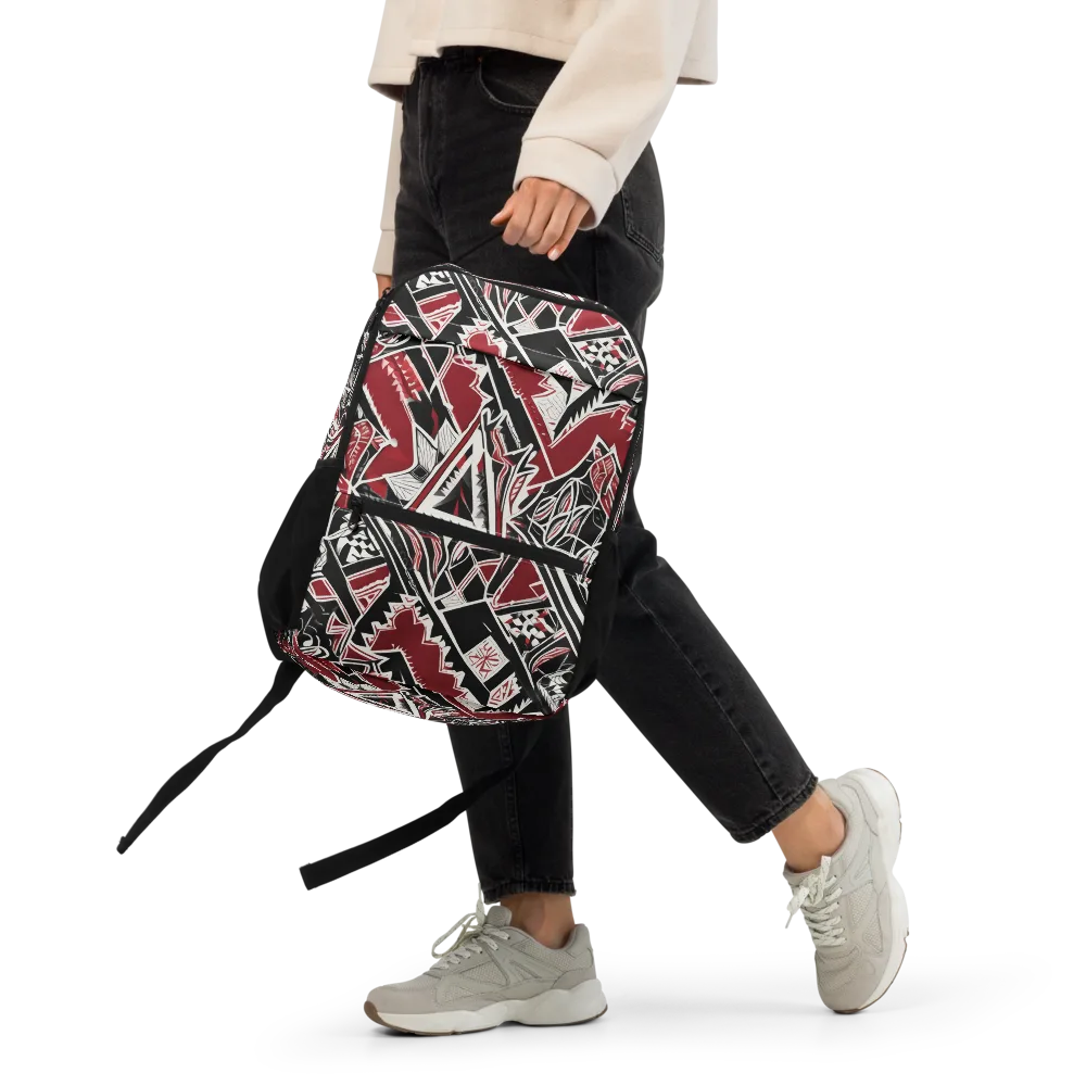Crimson Geometry on Utility Backpack — Front