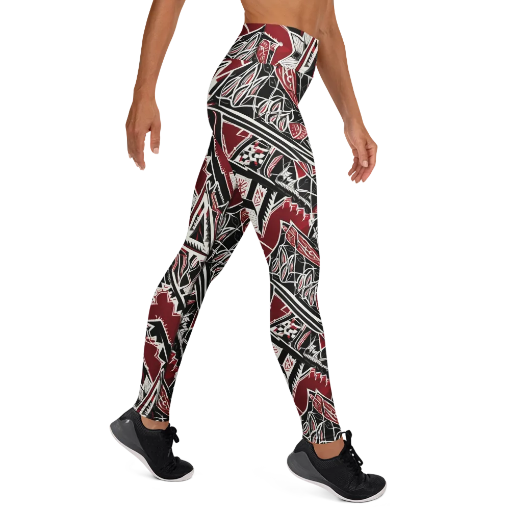 Crimson Geometry on Yoga Leggings — Right