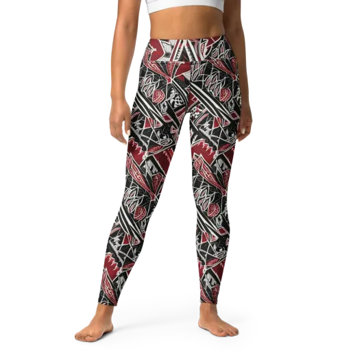 Crimson Geometry on a Yoga Leggings