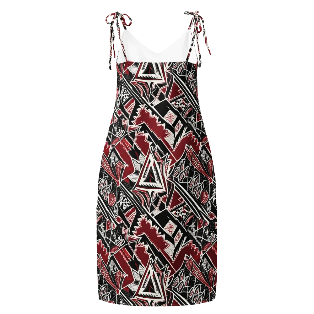 Crimson Geometry on Slip Dress — Back