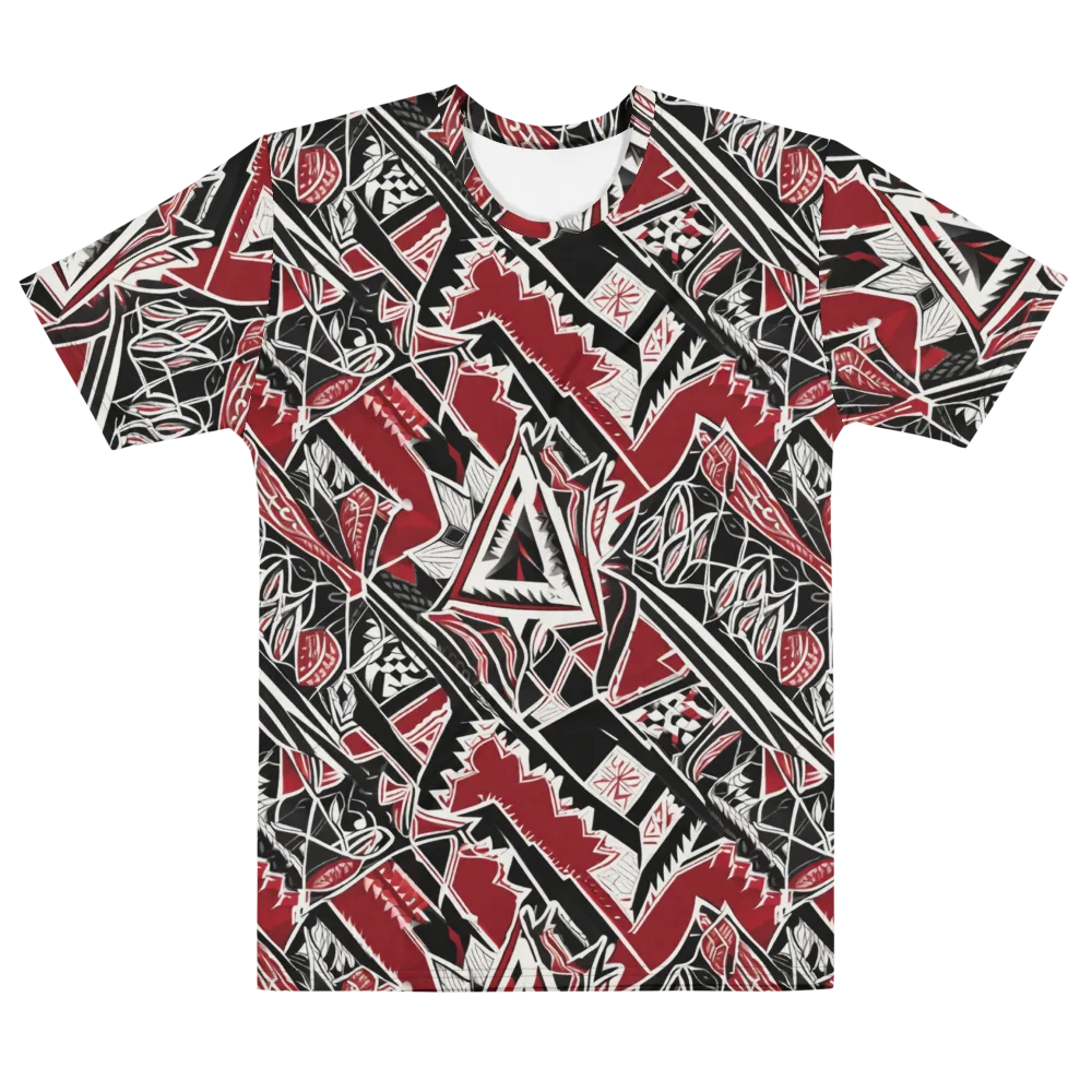 Crimson Geometry on Men's Cotton Crew Neck T-Shirt — Front
