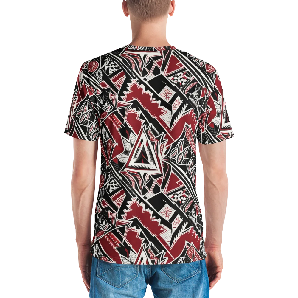 Crimson Geometry on Men's Crew Neck T-Shirt — Back