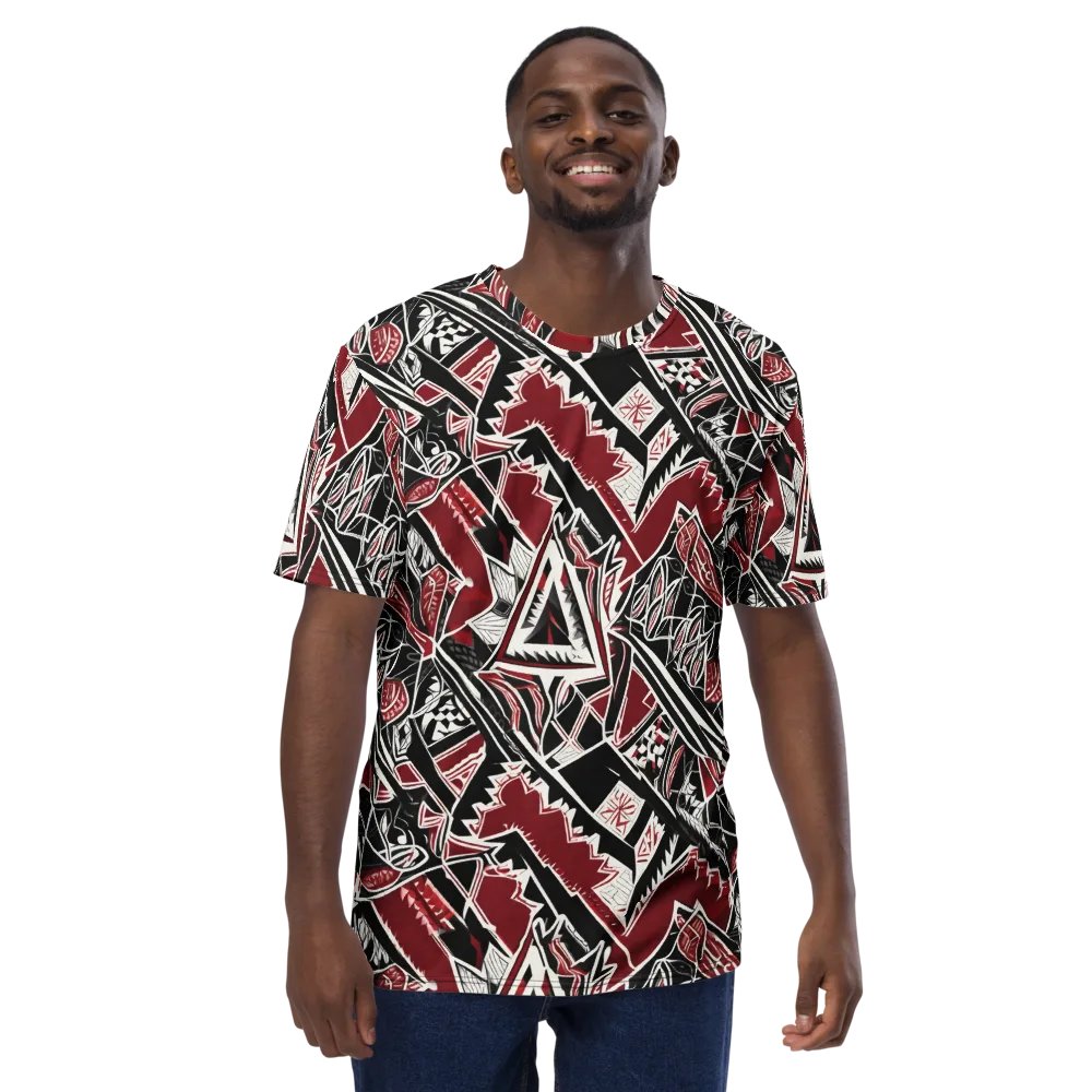 Crimson Geometry on Men's Crew Neck T-Shirt — Front