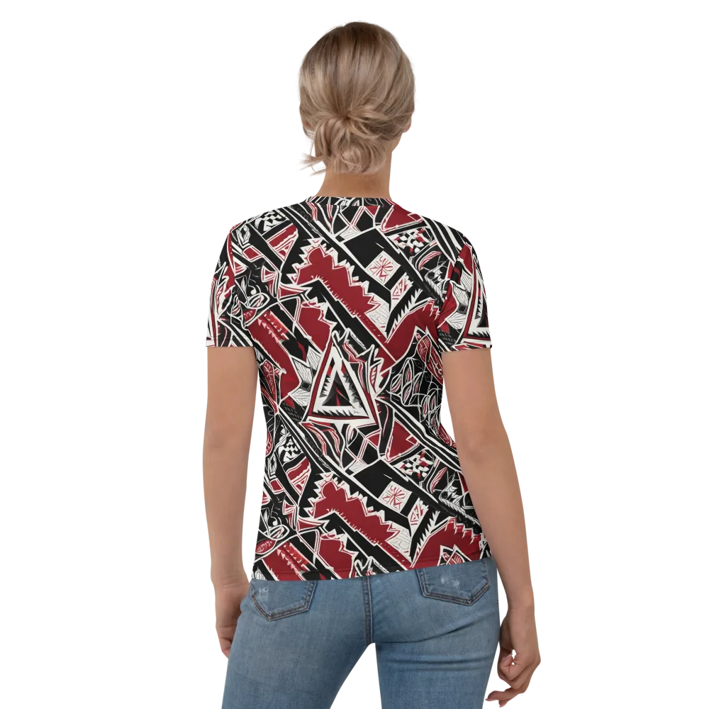 Crimson Geometry on Women's Crew Neck T-Shirt — Back