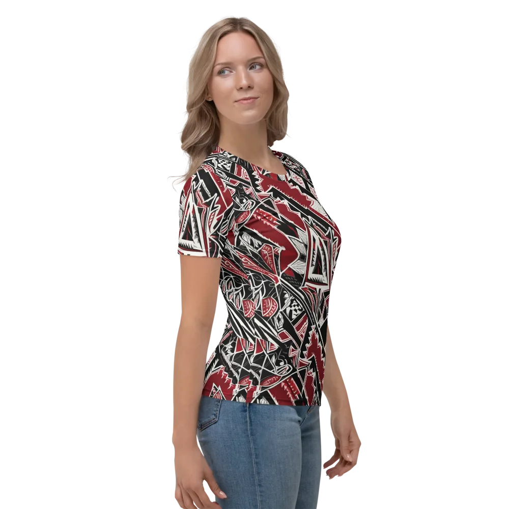 Crimson Geometry on Women's Crew Neck T-Shirt — Right