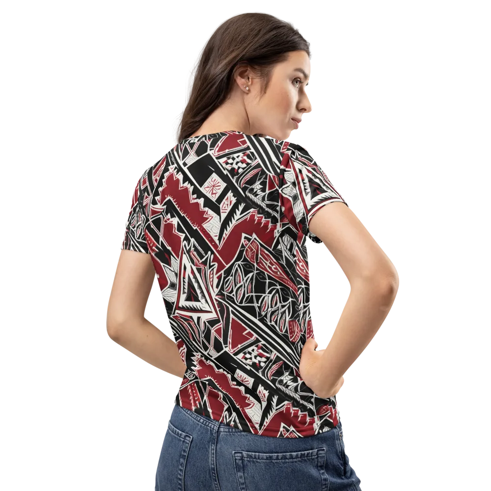 Crimson Geometry on Women's Crew Neck T-Shirt — Back