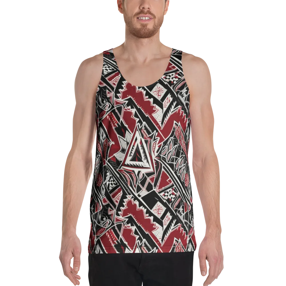 Crimson Geometry on Men's Tank Top — Front