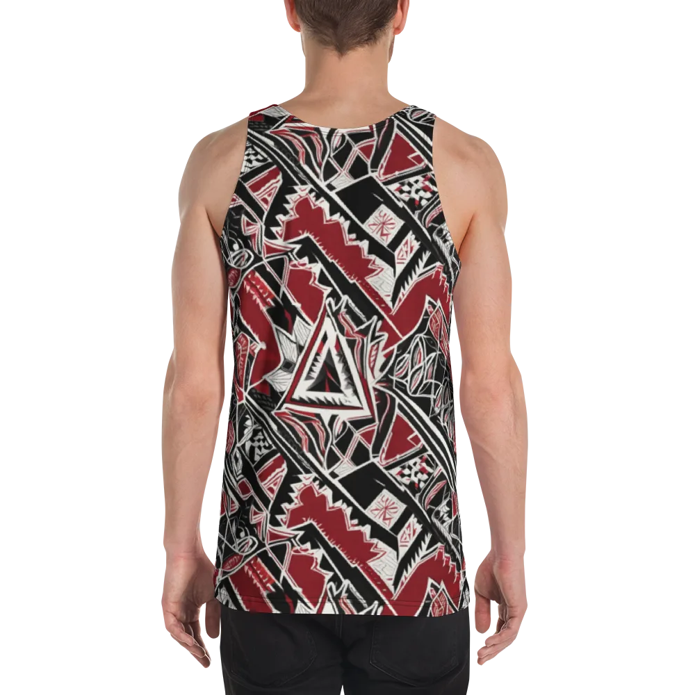 Crimson Geometry on Men's Tank Top — Back