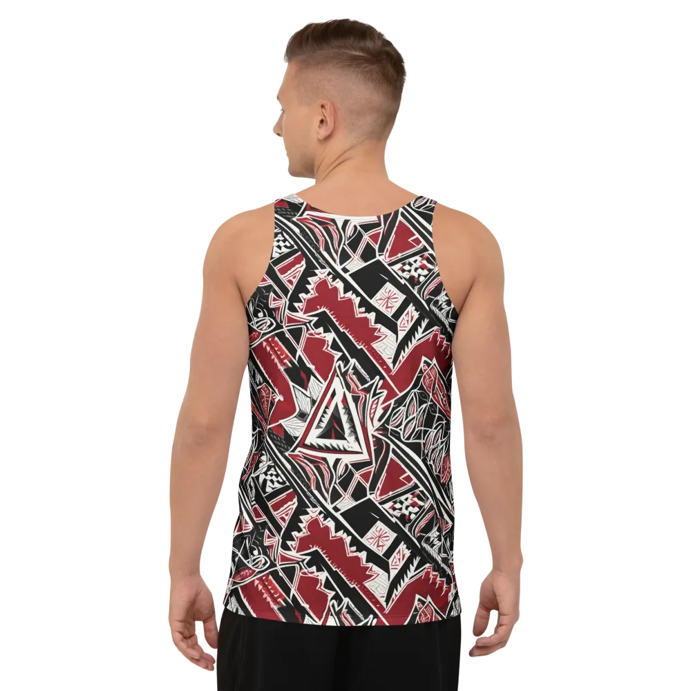 Crimson Geometry on Men's Tank Top — Back