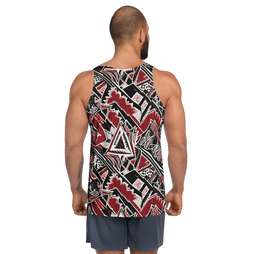 Crimson Geometry on Men's Tank Top — Back