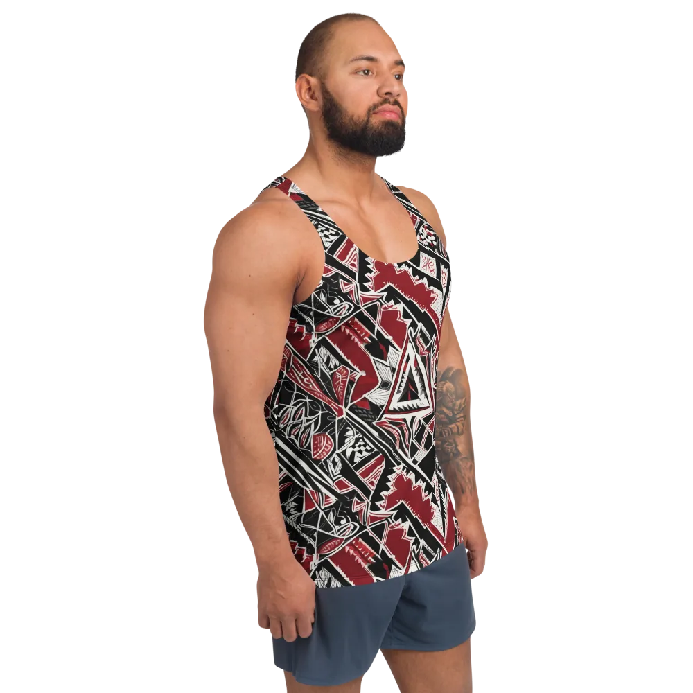 Crimson Geometry on Men's Tank Top — Right Front