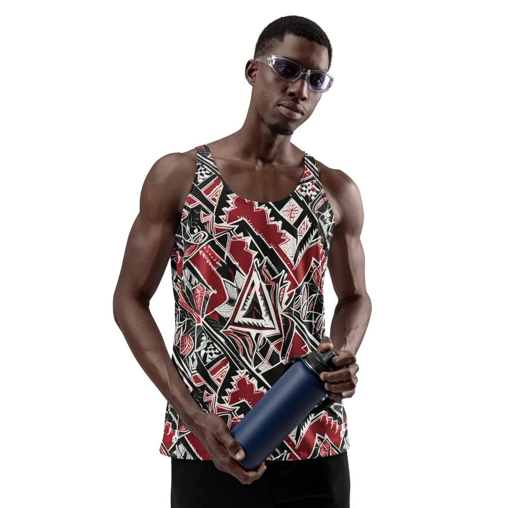 Crimson Geometry on Men's Tank Top — Front