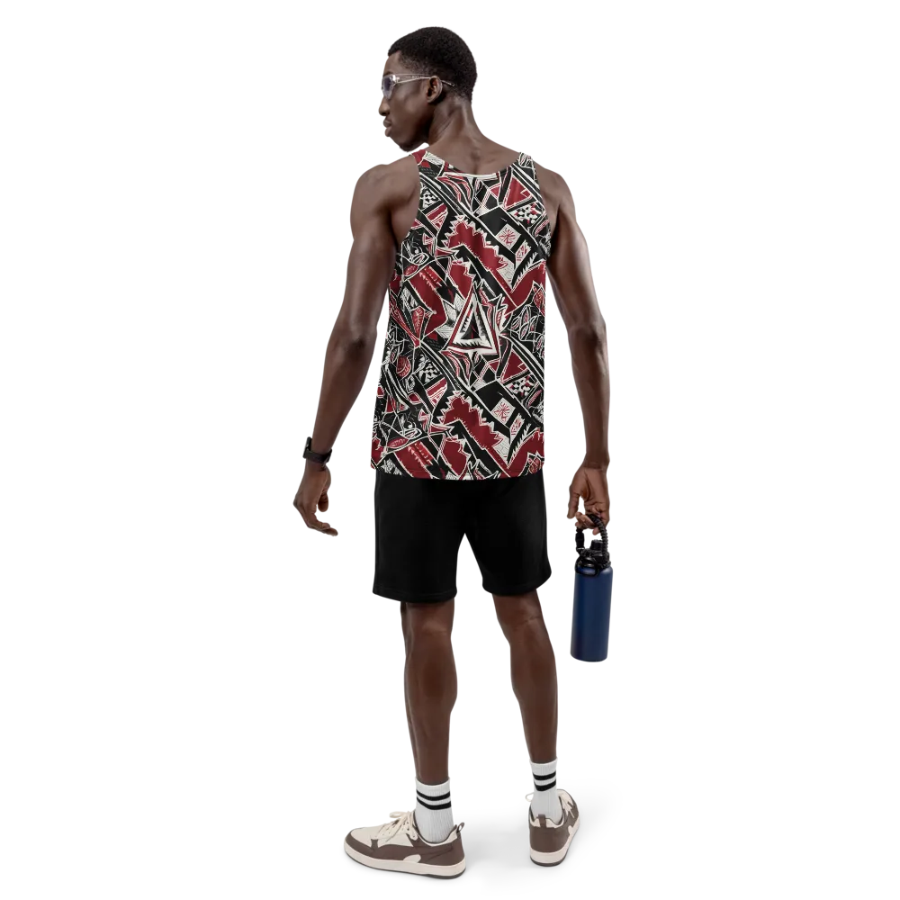 Crimson Geometry on Men's Tank Top — Back