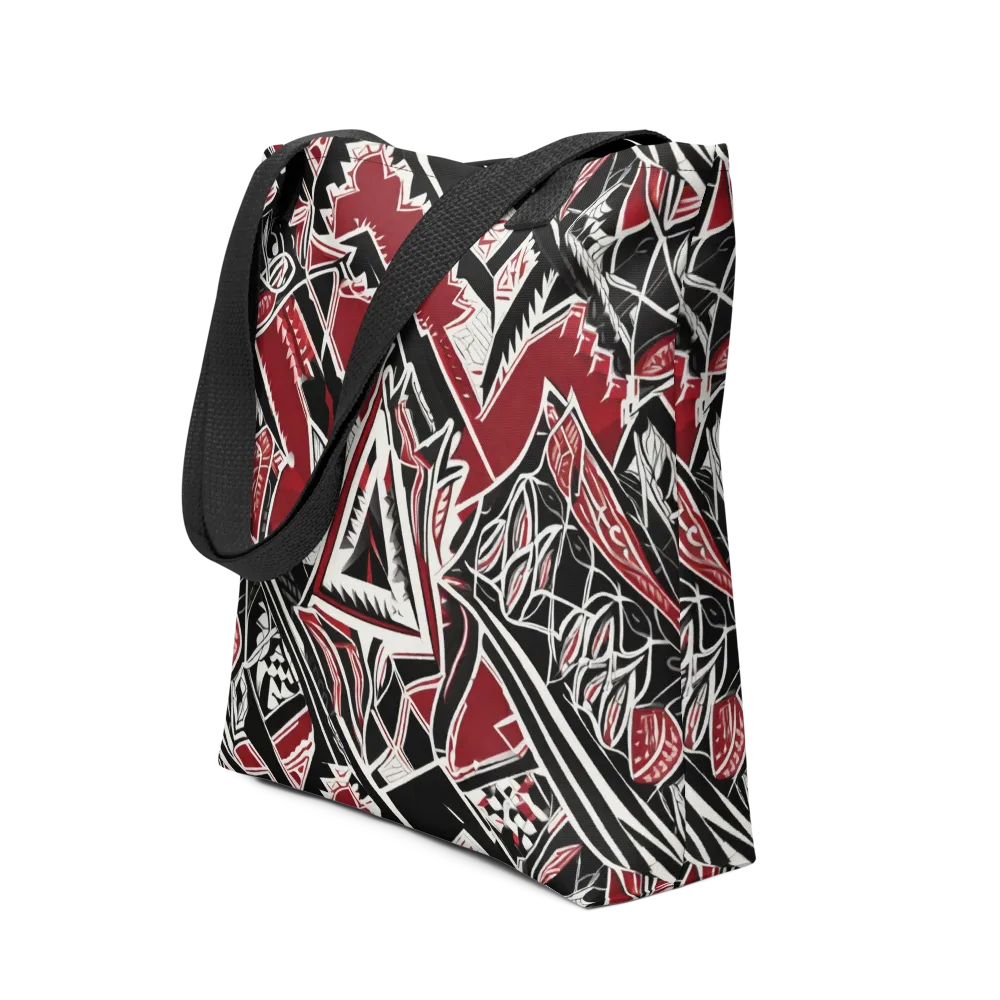 Crimson Geometry on Tote Bag — Front
