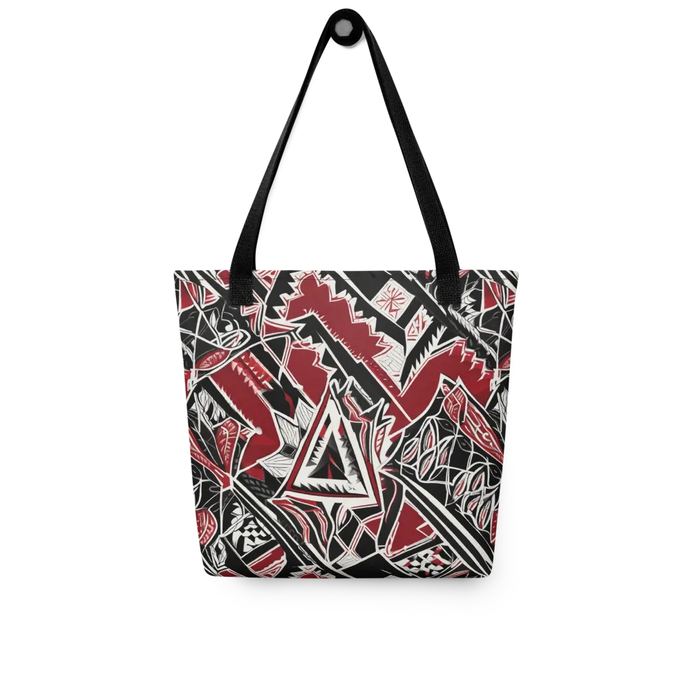 Crimson Geometry on Tote Bag — Front