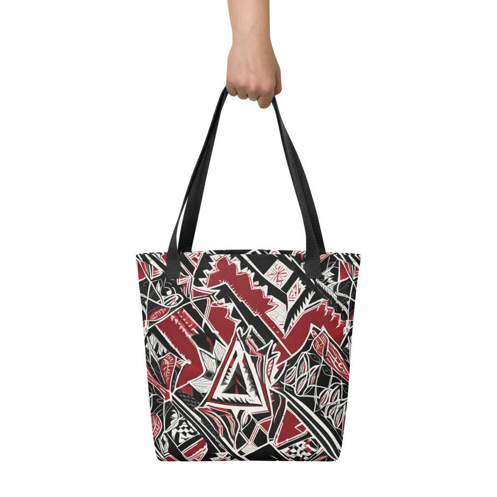 Crimson Geometry on Tote Bag — Front