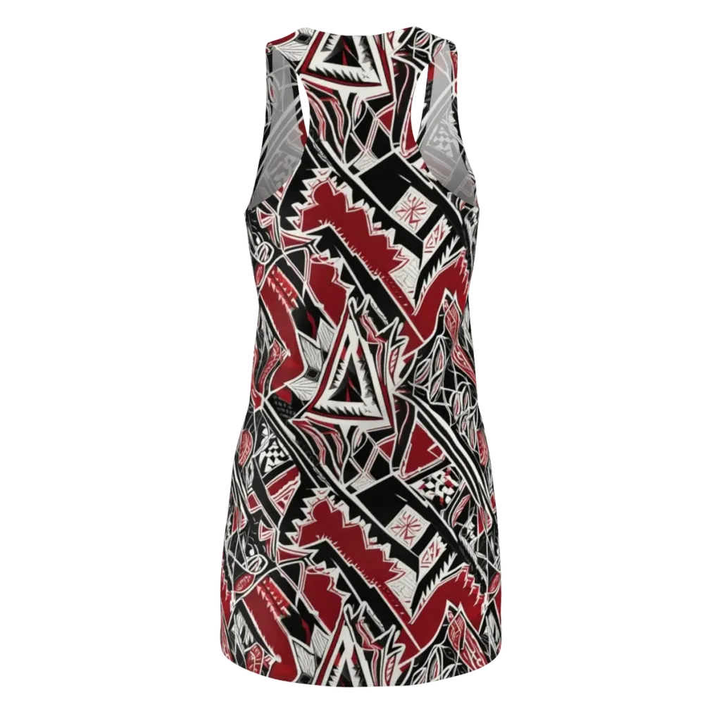 Crimson Geometry on Racerback Dress — Back