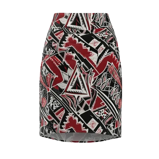 Crimson Geometry on a Pencil Skirt