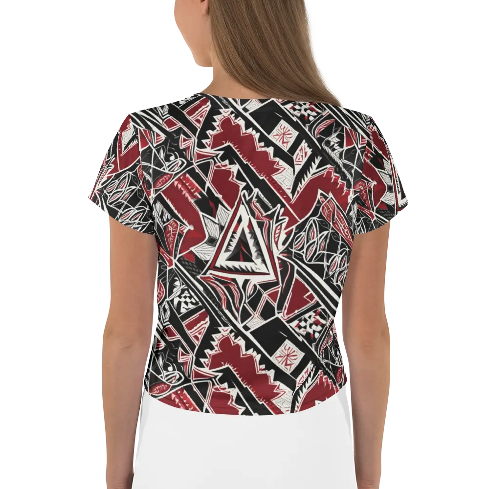 Crimson Geometry on Crop Tee — Back