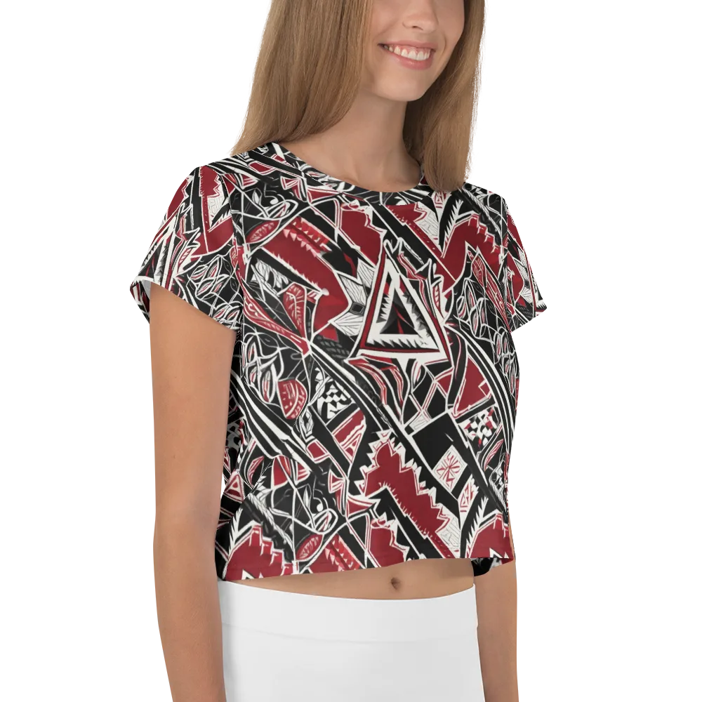 Crimson Geometry on Crop Tee — Right