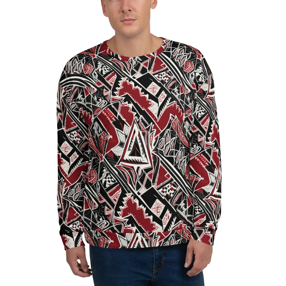 Crimson Geometry on Sweatshirt — Front