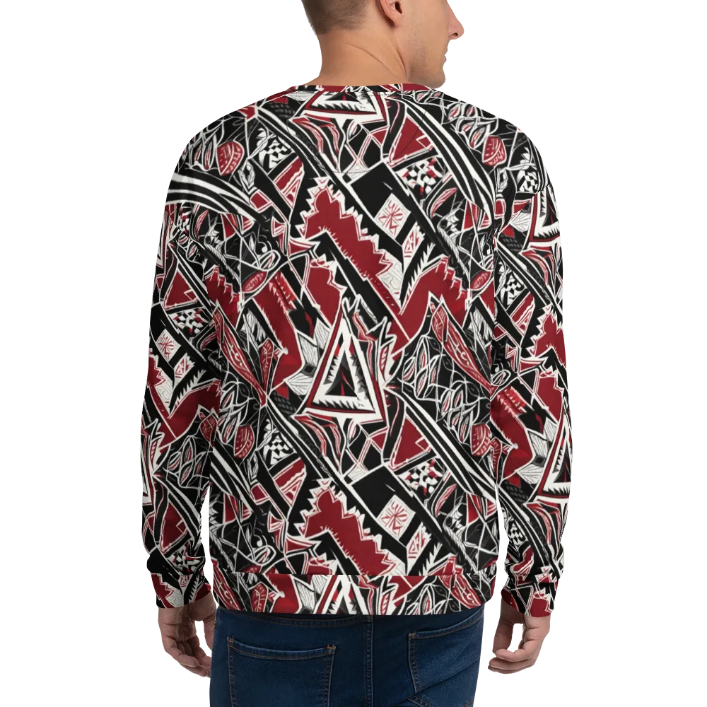 Crimson Geometry on Sweatshirt — Back