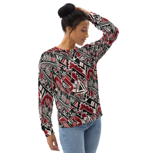 Crimson Geometry on a Sweatshirt