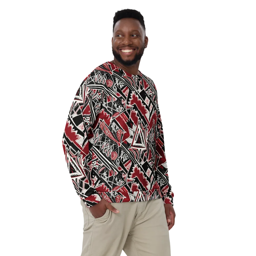 Crimson Geometry on Sweatshirt — Front