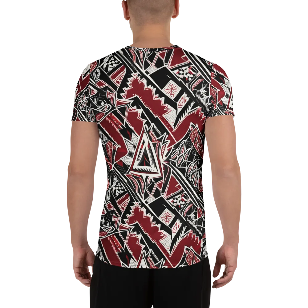 Crimson Geometry on Men's Athletic T-Shirt — Back