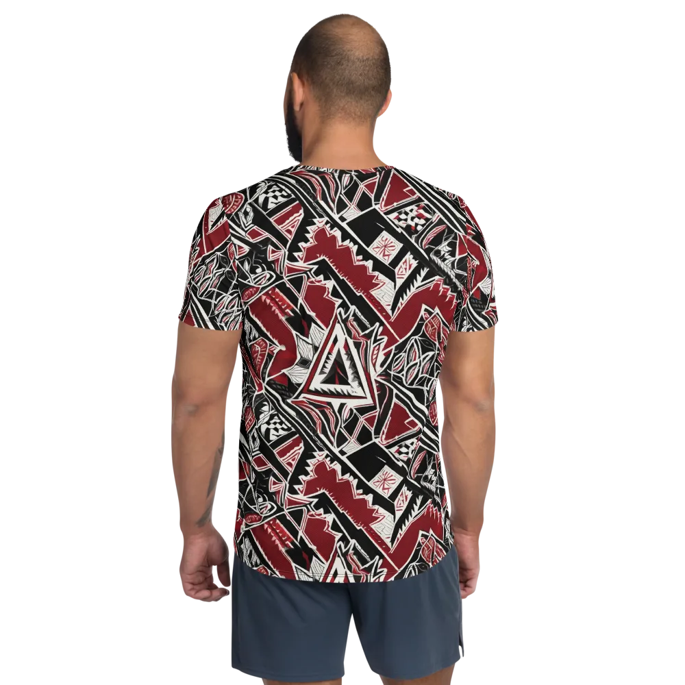 Crimson Geometry on Men's Athletic T-Shirt — Back