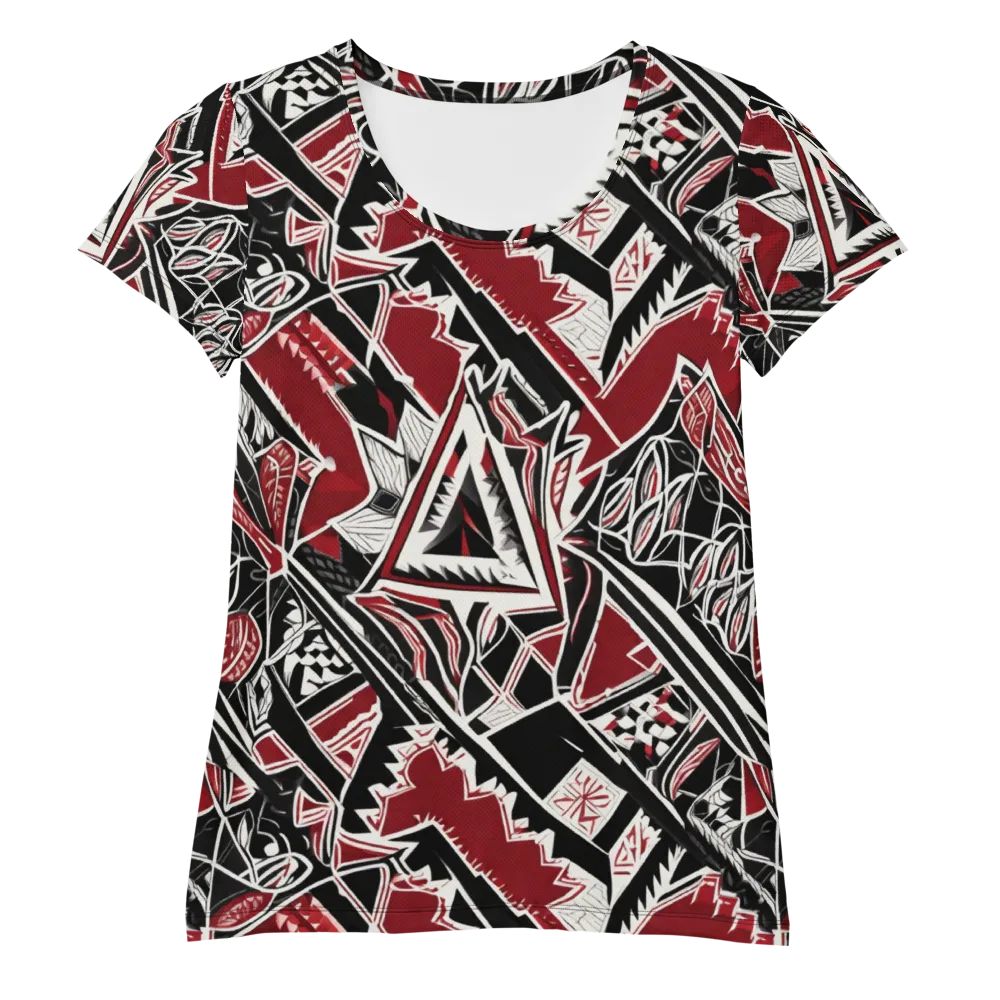 Crimson Geometry on Women's Athletic T-Shirt — Front