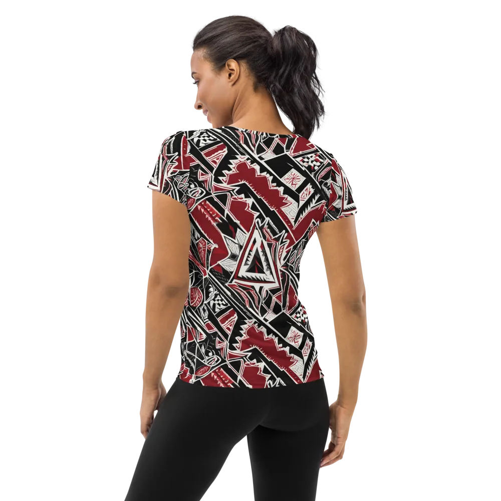 Crimson Geometry on Women's Athletic T-Shirt — Back