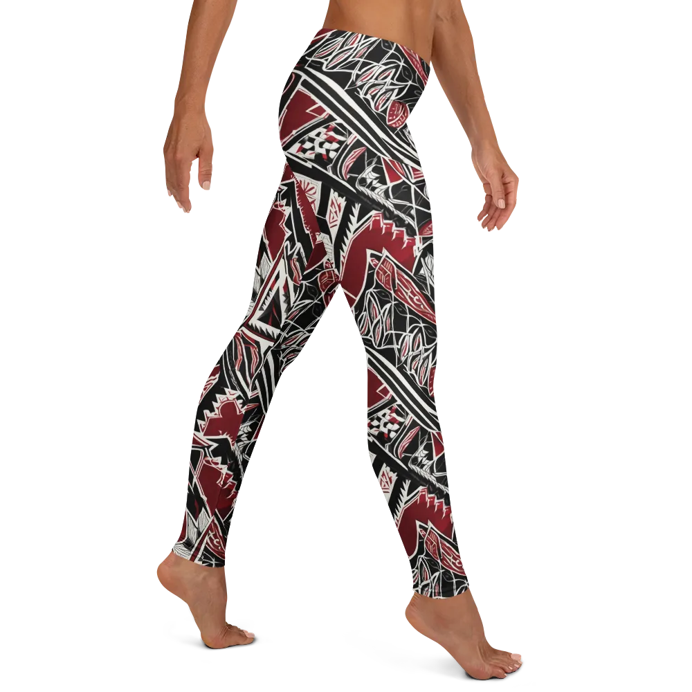 Crimson Geometry on Leggings — Right