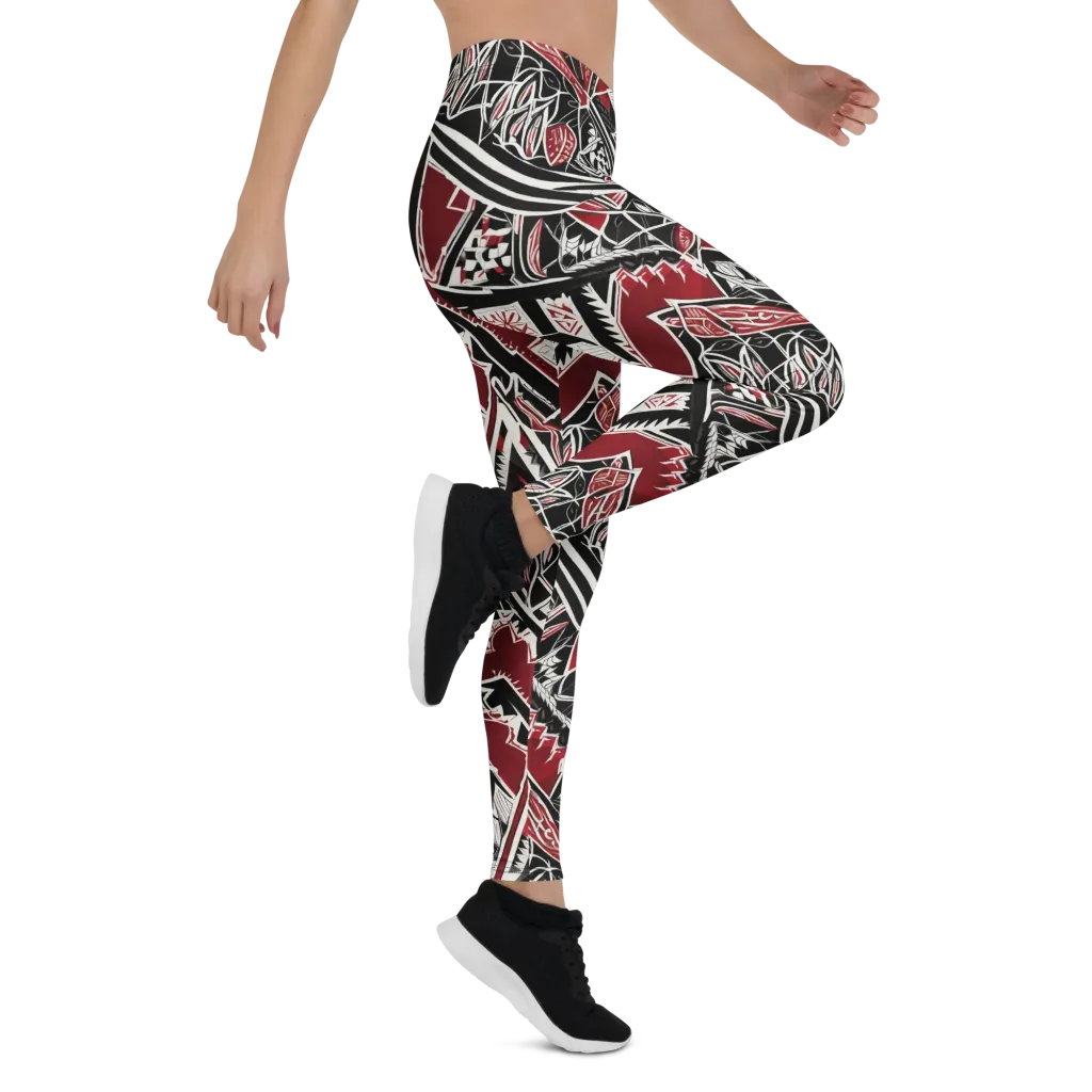 Crimson Geometry on Leggings — Right