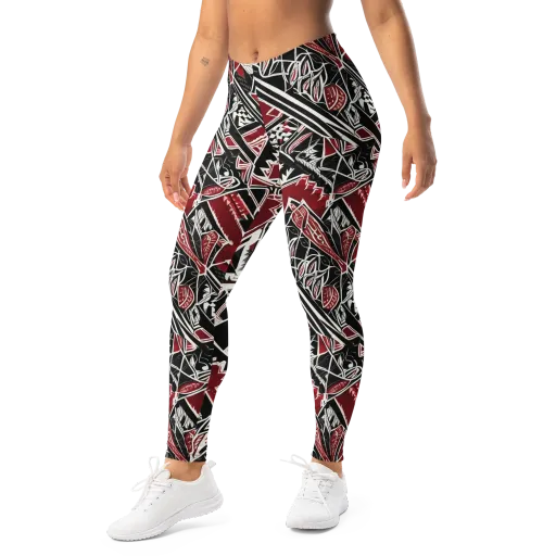 Crimson Geometry on a Leggings