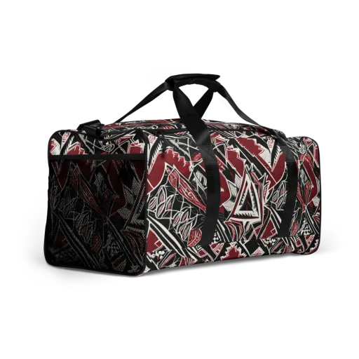 Crimson Geometry on a Duffle Bag