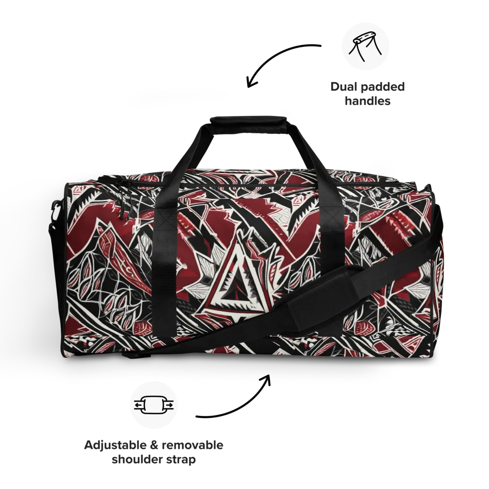 Crimson Geometry on Duffle Bag — Front