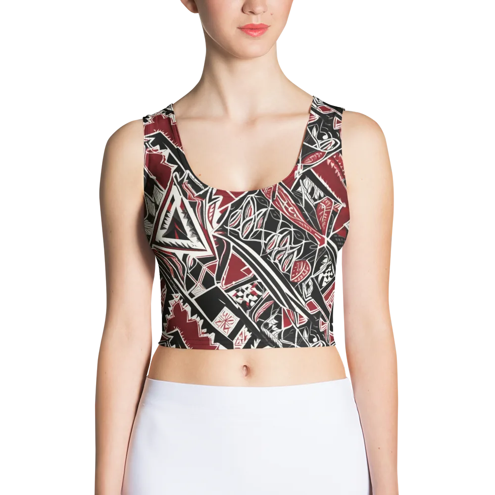 Crimson Geometry on Crop Top — Front