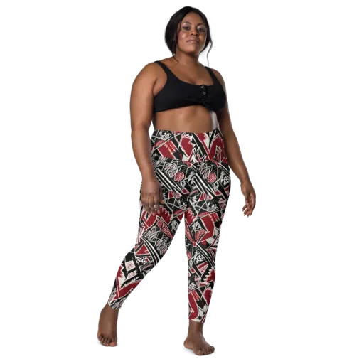 Crimson Geometry on a Leggings with Pockets
