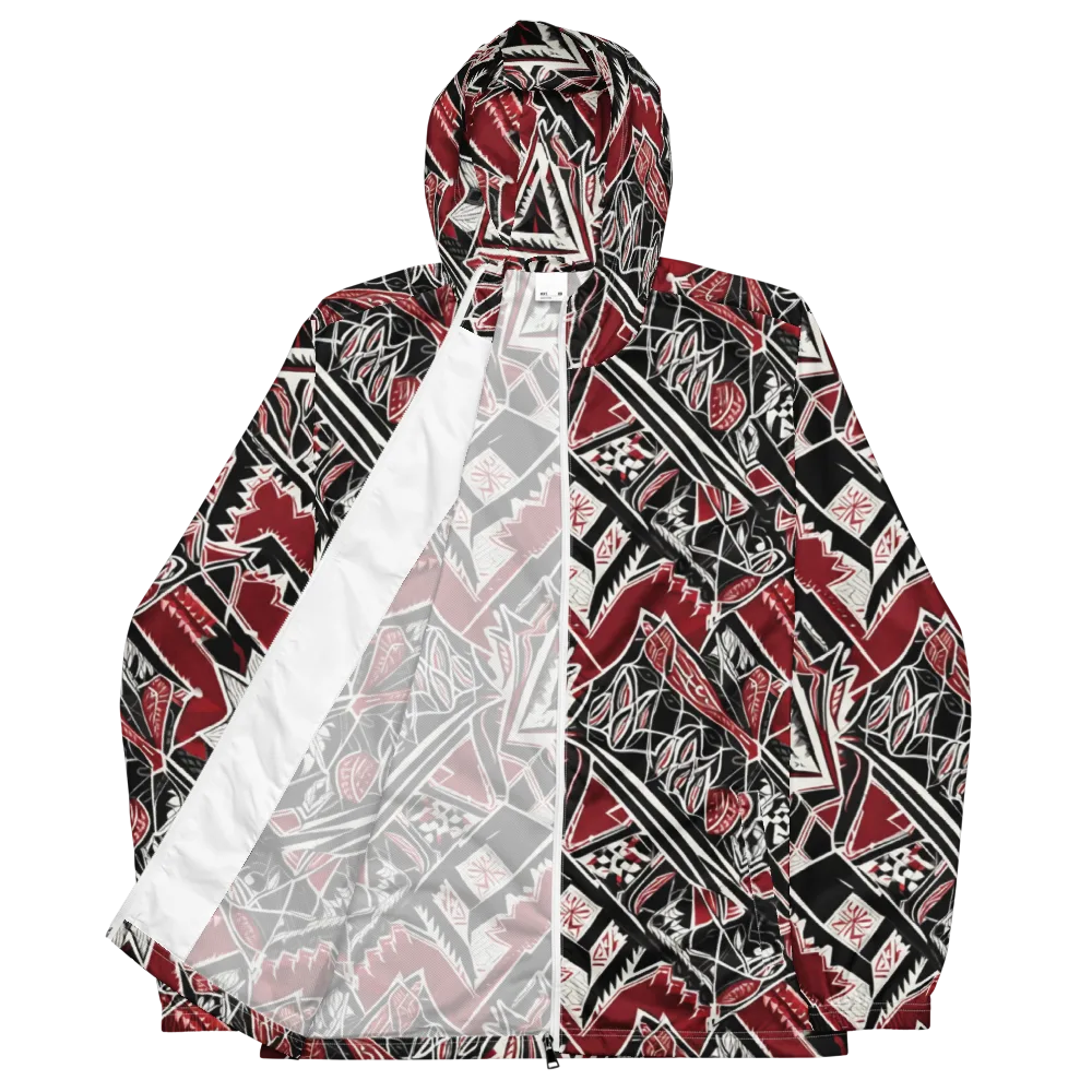 Crimson Geometry on Men's Windbreaker — Front