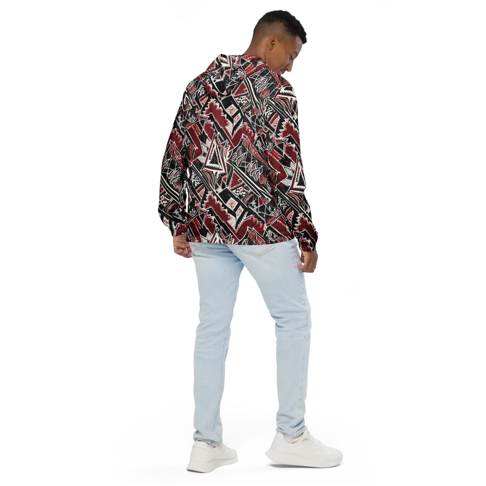 Crimson Geometry on Men's Windbreaker — Back