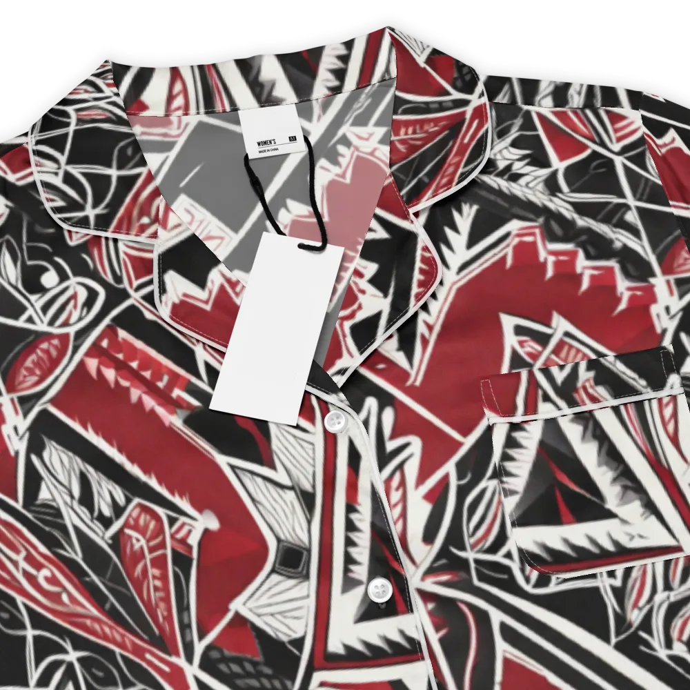 Crimson Geometry on Women's Short Sleeve Pajama Top — Product details