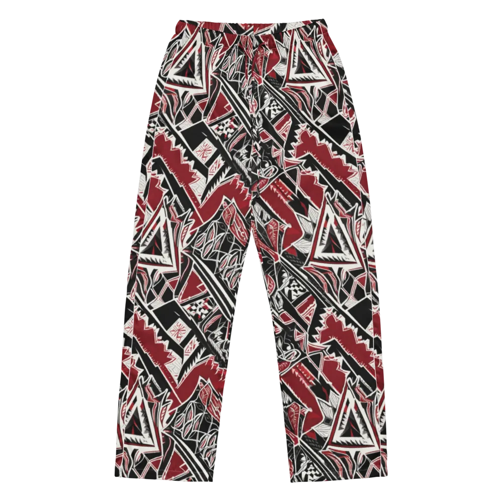 Crimson Geometry on Women's Pajama Pants — Front