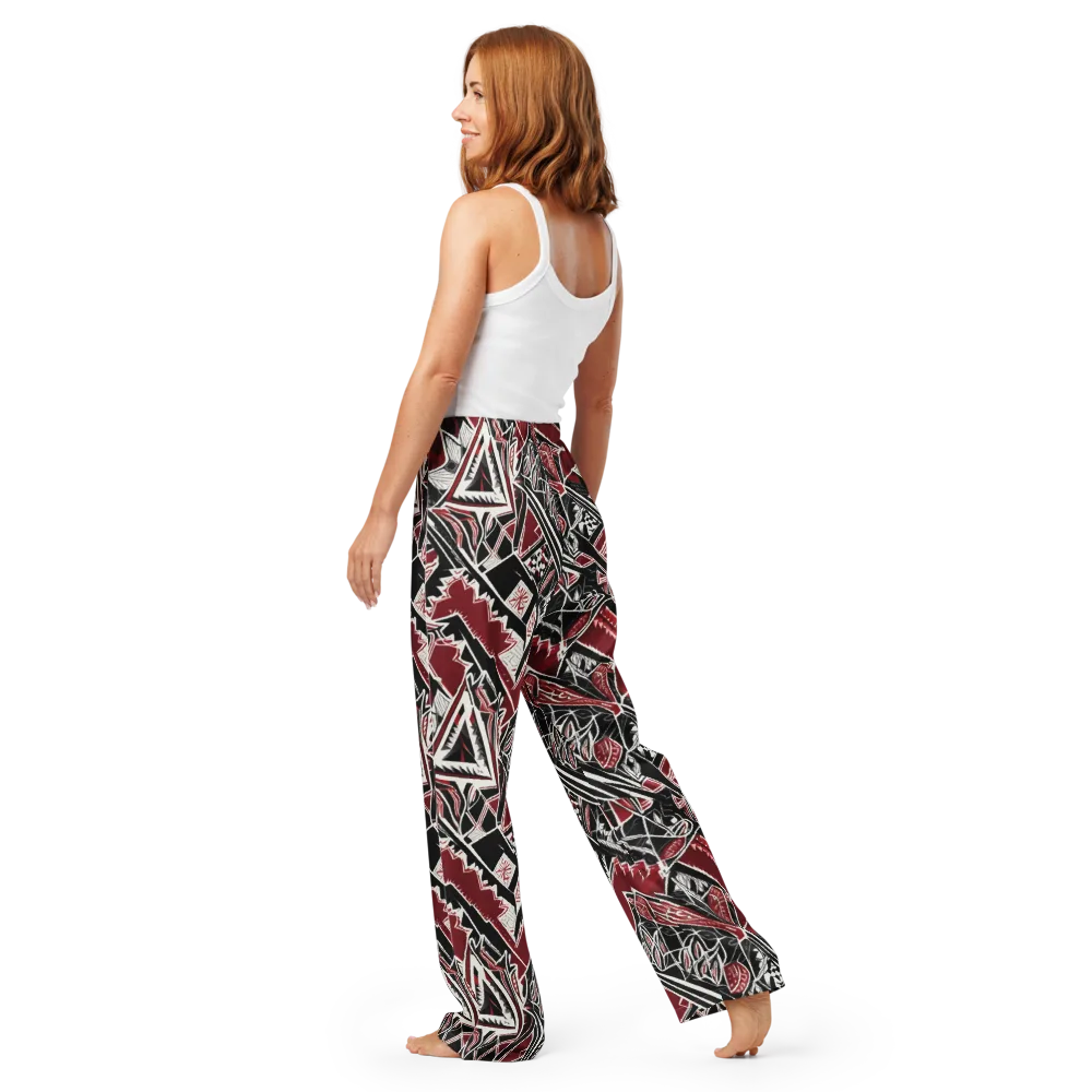 Crimson Geometry on Women's Pajama Pants — Back